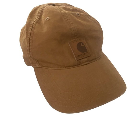 CARHARTT MENS strapback cap, workwear outdoors patch one size canvas cotton - Picture 2 of 5